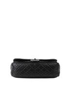 CHNL -  Black Patent Quilted Flap Bag SHW.