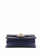 CHNL -  Navy Iridescent Flap Bag with Pearls.