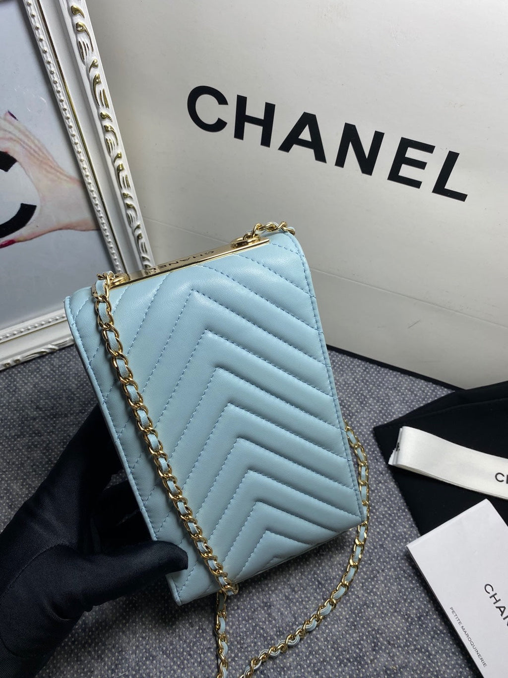 CHL -  Chevron Trendy CHL -  Phone Light Blue Bag For Women 18LO/7in