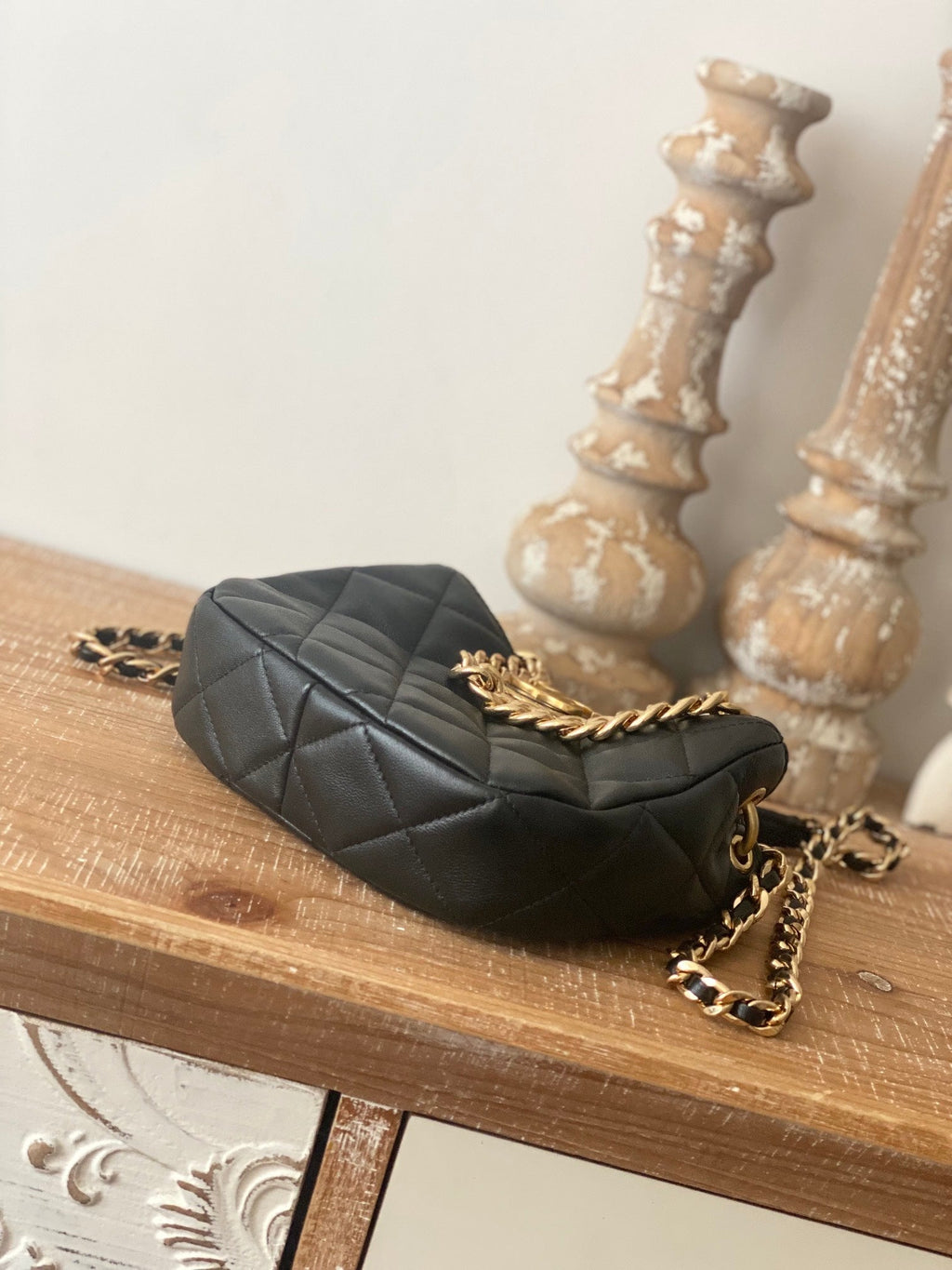 CHL - Small Hobo Bag Gold Hardware Black For Women Handbags, Shoulder Bags 7.5in/19LO