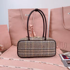 Miu 5BB147 Handbag 28cm Brown Beige Tweed