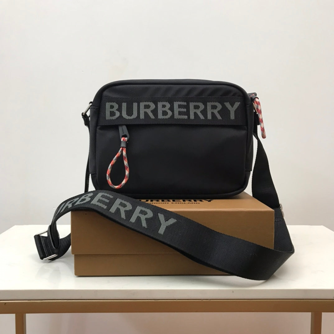 B-Berry - BB  Logo Detail Nylon Crossbody Bag Black For Men, Bags 8.7in/22LO