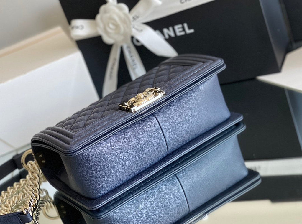 CHL - Medium Boy Handbag Dark Blue For Women 9.8in/25LO A67086
