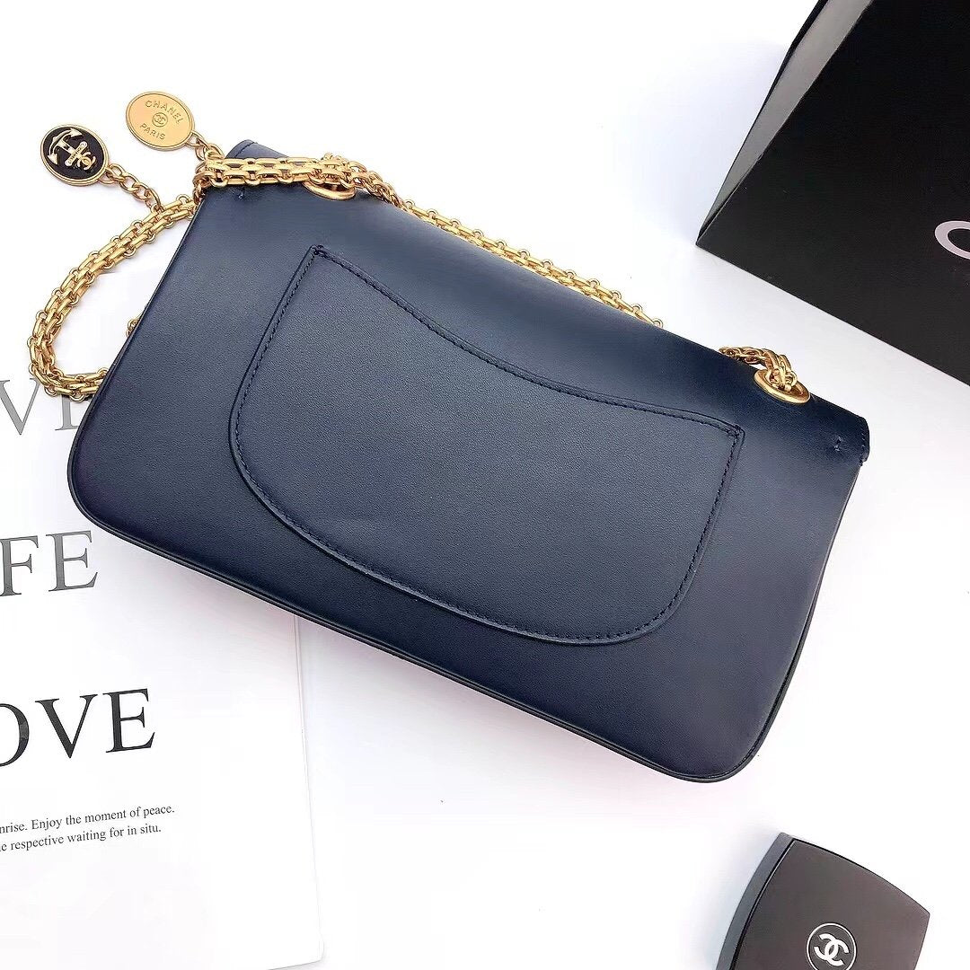 CHL - Maroon Medallion Nude Reissue 2.55 Classic 225 Flap Navy Blue Bag For Women 24LO/9.4in