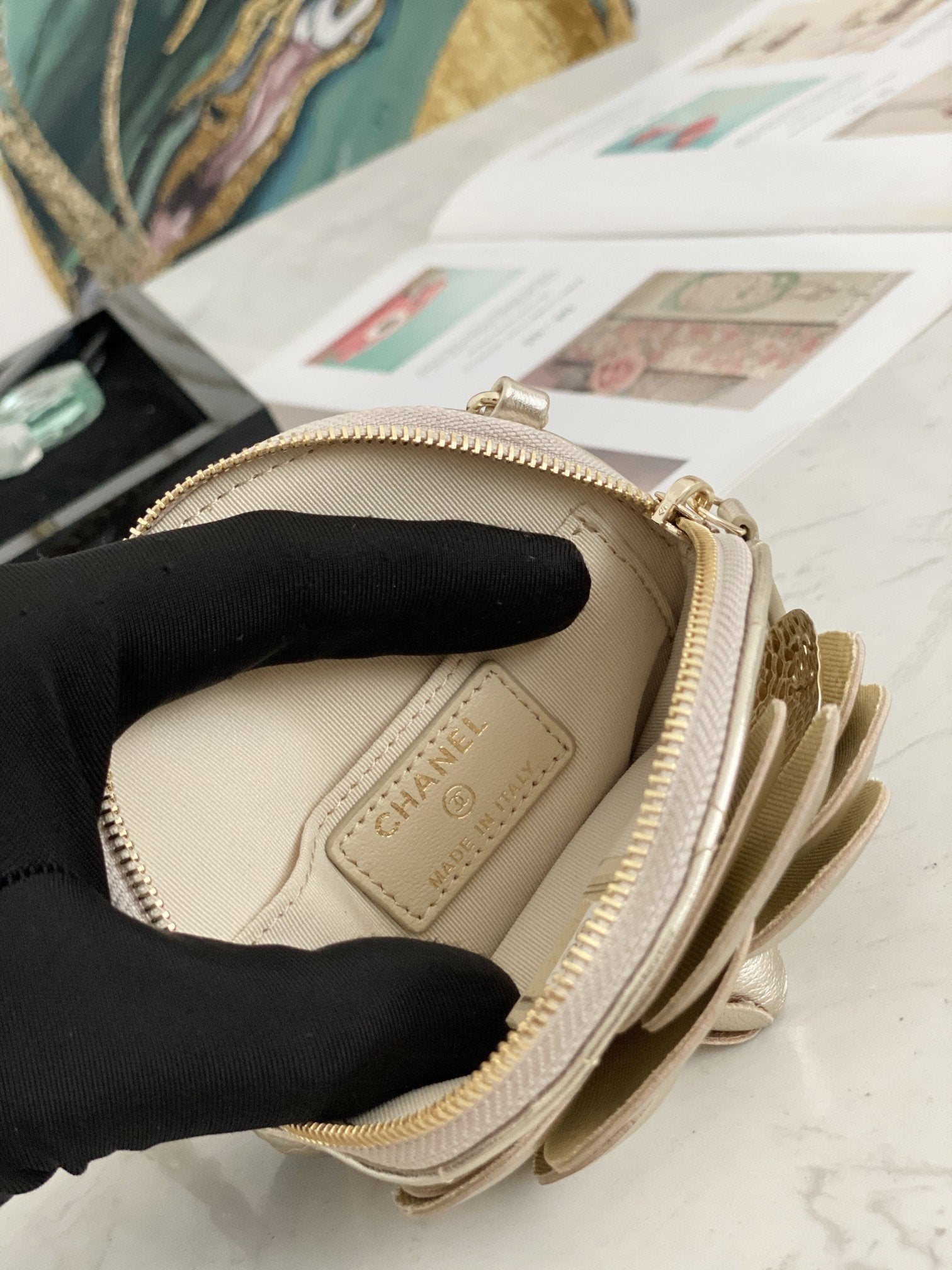 CHL -  Camellia Clutch With Chain Gold Bag For Women 11LO/4in