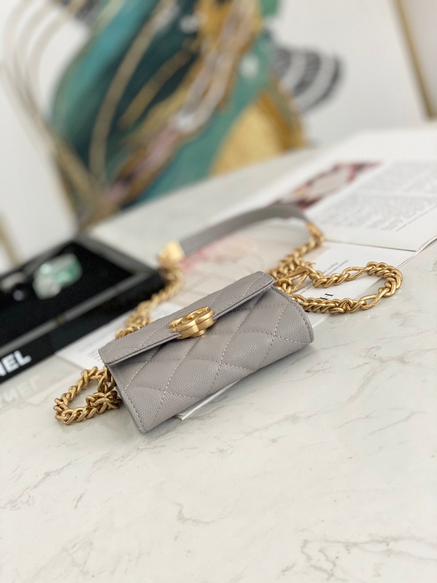 CHL - Mini Flap Bag Gold Toned Hardware Grey For Women 4.7in/12LO