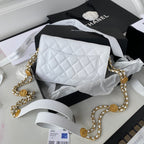 CHL - Small Flap Bag Gold Hardware White For Women Handbags, Shoulder Bags 7.5in/19LO AP2840