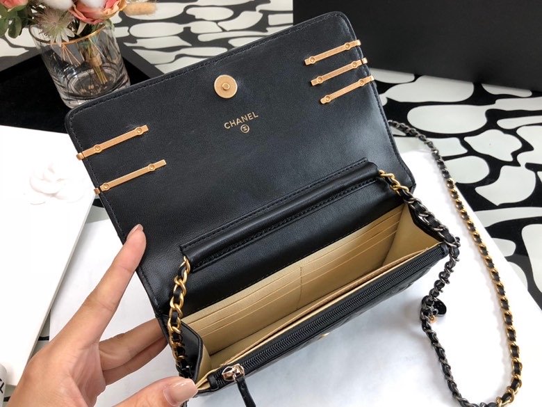 CHL -  Flap Bag Gold Toned Hardware Black For Women 7.4in/19LO