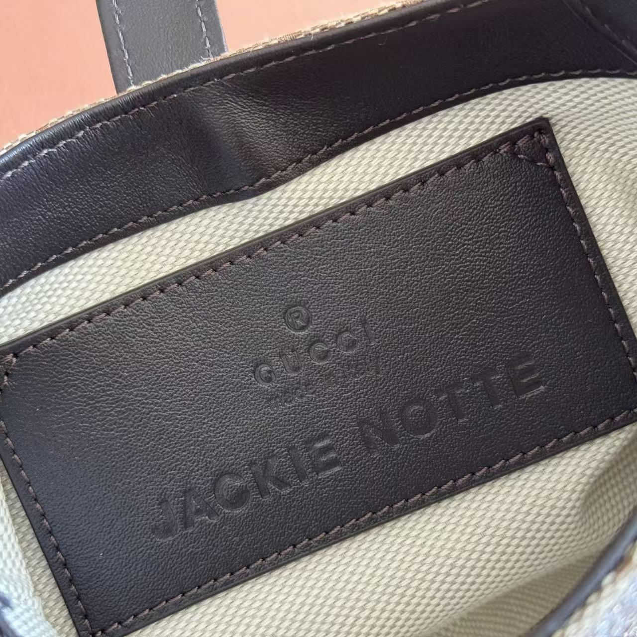 GG Jackie Notte Mini Crystal Bag Beige Brown Canvas