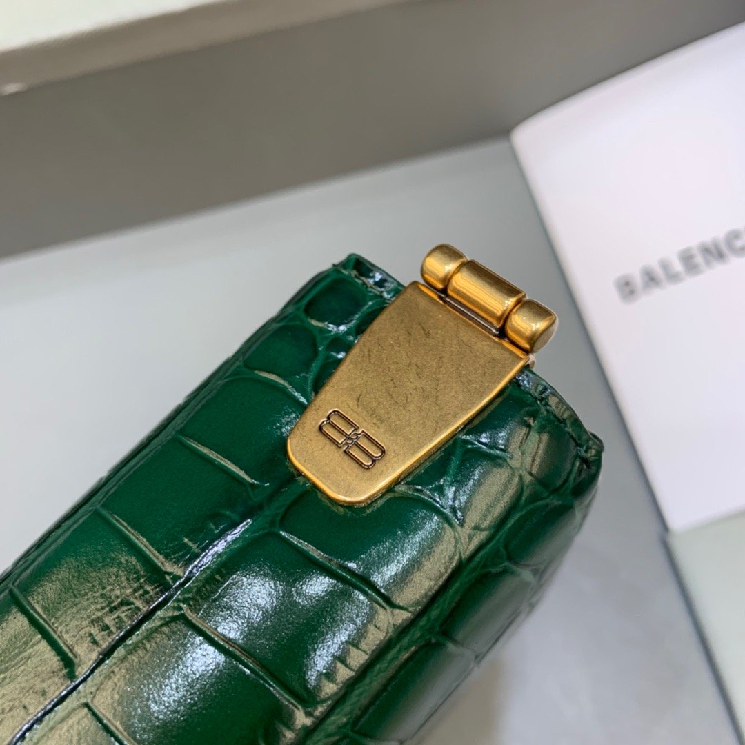 BLN-Ciaga Triplet Small Bag Crocodile Embossed Green, For Women,  Bags 8.3in/21LO