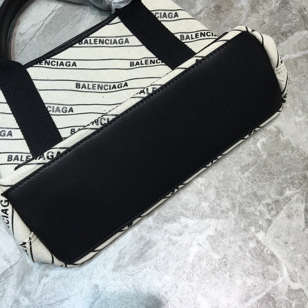BLN-Ciaga Navy Small Cabas Tote Bag In White, For Women,  Bags 18.5in/47LO