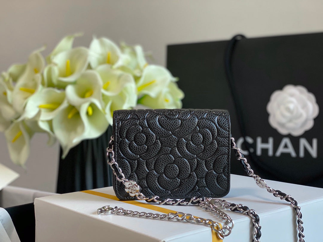CHL - Woc Camellia Black Bag For Women 12LO/4.5in