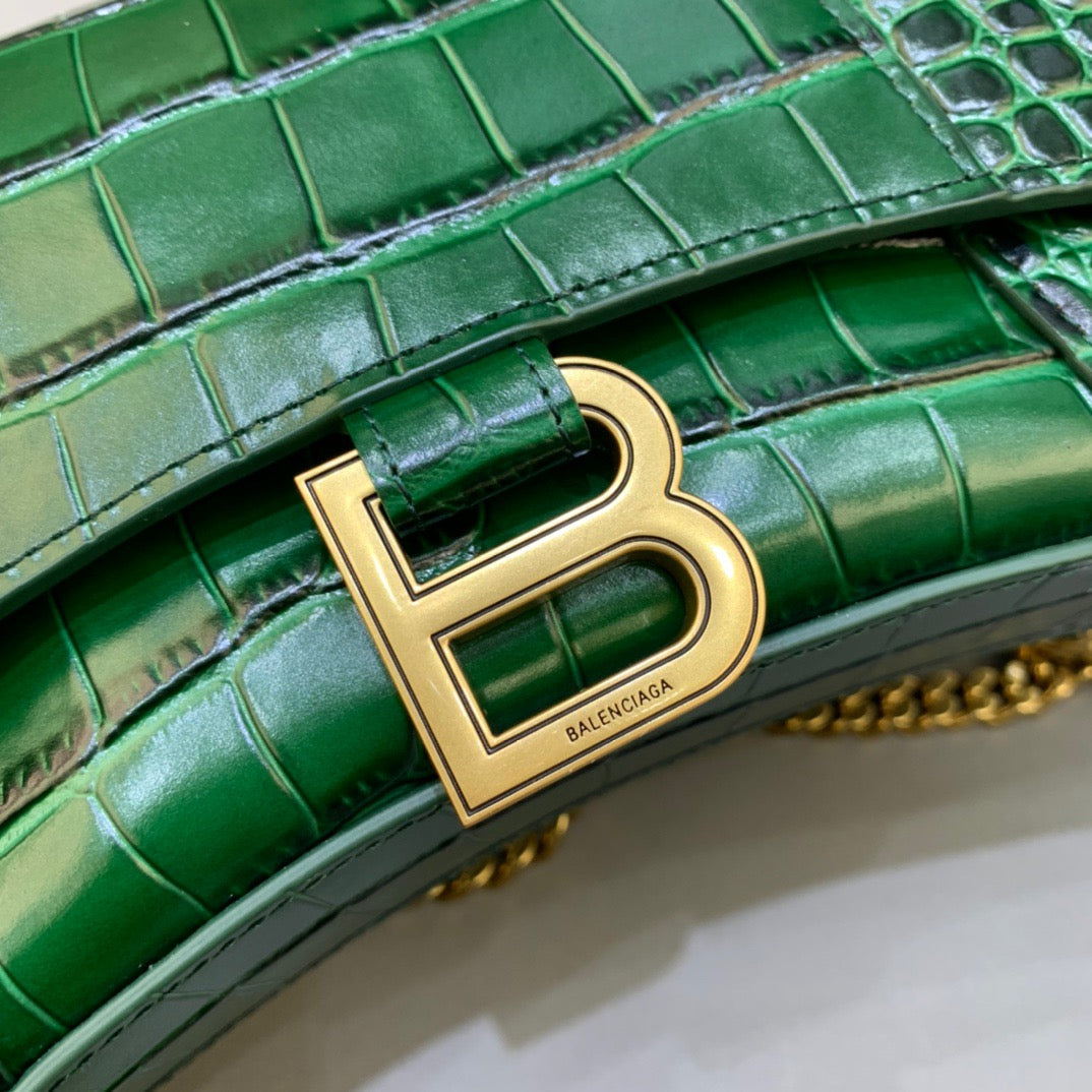 BLN-Ciaga Hourglass Wallet On Chain in Dark Green, For Women,  Bags 9in/23LO