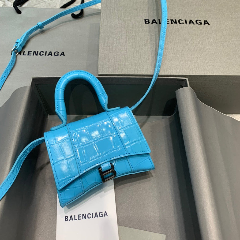 BLN-Ciaga Hourglass Mini Handbag In Blue, For Women,  Bags 4.7in/12LO
