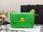 CHL - Vinyl Classic Green and Yellow Shoulder bag For Women 29LO/11.5in