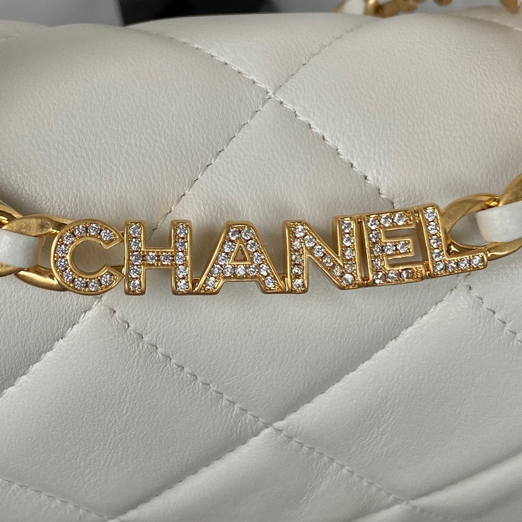CHL - Small Flap Bag Gold Hardware White For Women Handbags, Shoulder Bags 7.9in/20LO AS3450