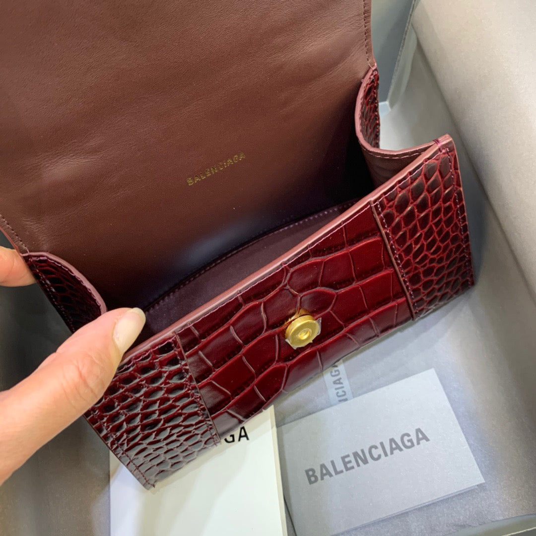 BLN-Ciaga Hourglass XS Handbag In Dark Red, For Women,  Bags 7.4in/19LO