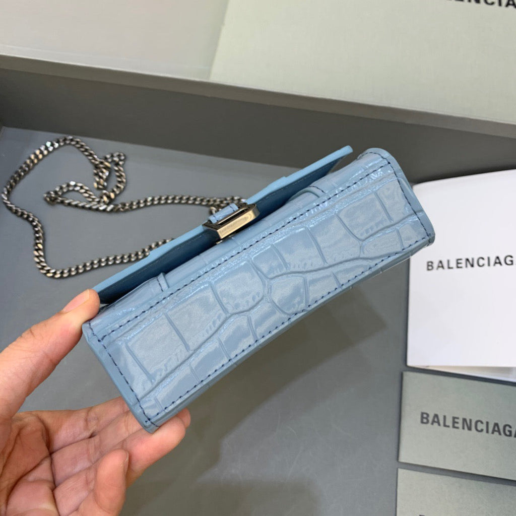 BLN-Ciaga Hourglass Mini Handbag With Chain In Blue, For Women,  Bags 4.7in/12LO