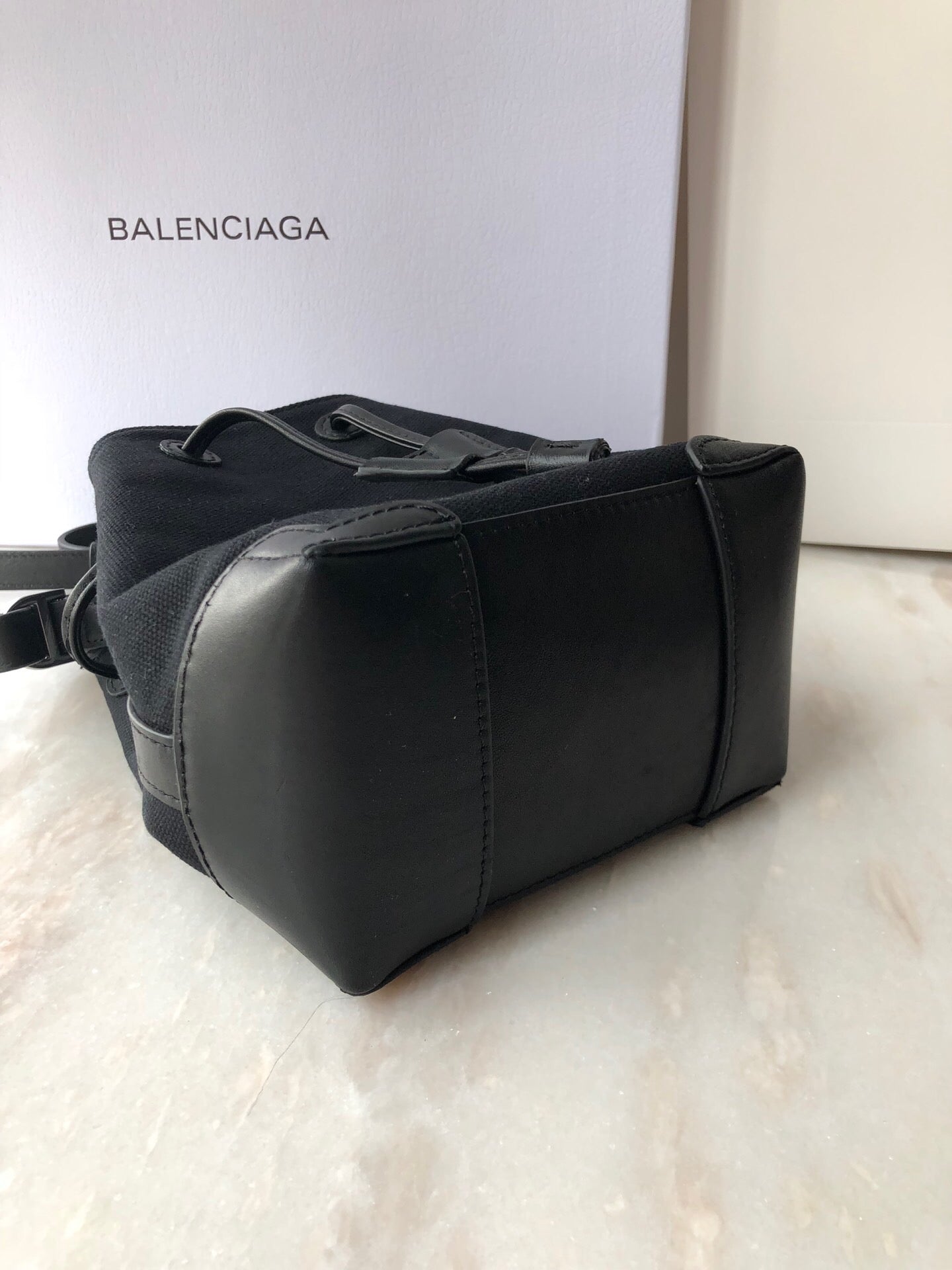 BLN-Ciaga Navy Cabas Linen Crossbody Bag In Black, For Women,  Bags 9.8in/25LO