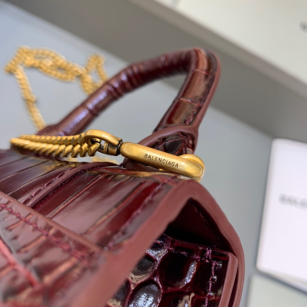BLN-Ciaga Hourglass Mini Handbag With Chain In Dark Red, For Women,  Bags 4.7in/12LO