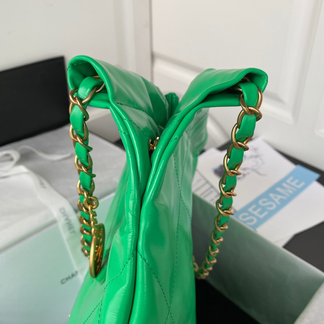 CHL -  22 Handbag Gold Hardware Shiny Green For Women Handbags, Shoulder Bags 16.5in/38LO AS3261