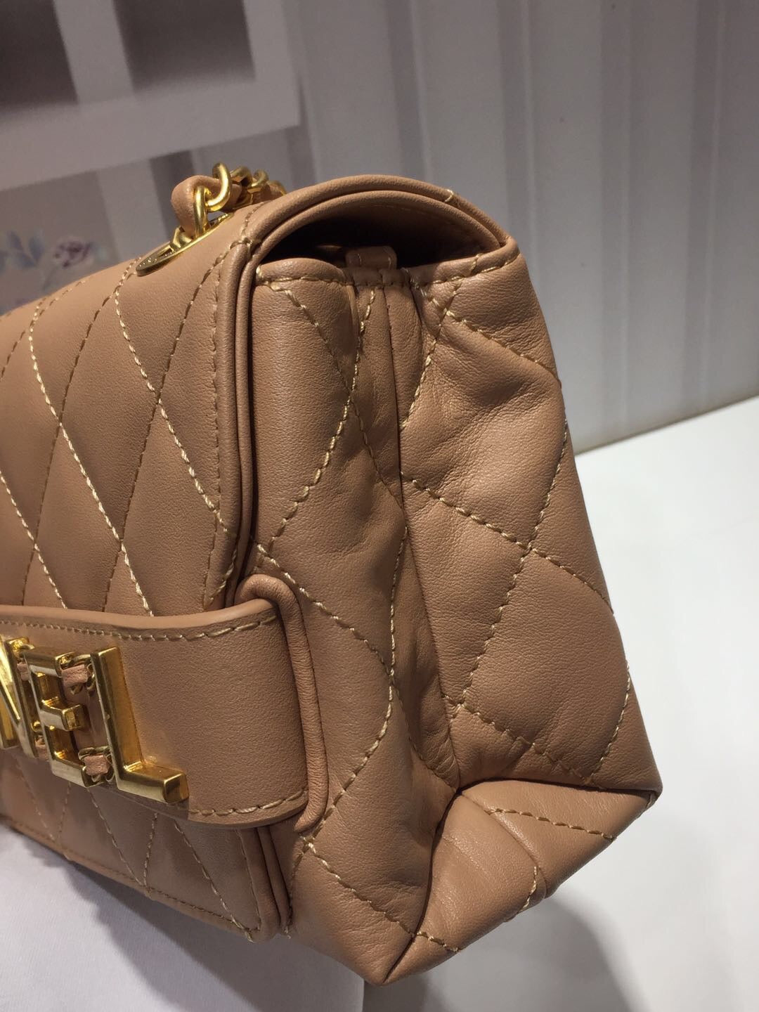CHL - Front Logo Small Flap Bag Gold Hardware Apricot For Women Handbags, Shoulder Bags 8.2in/21LO AS1490