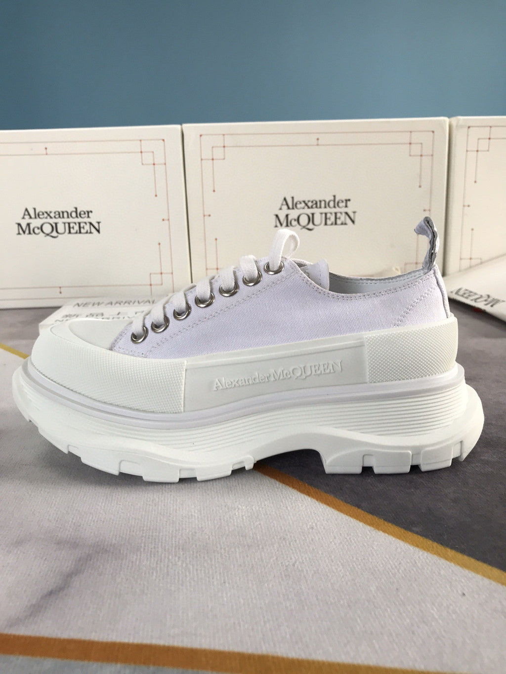 Alex - McQueen Tread Slick Lace Up Cotton White For Men 604257W4MV29000