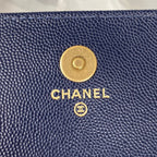 CHL -  Clutch With Chain Gold Hardware Grained Shinny Navy Blue For Women Handbags, Shoulder Bags 4.7in/12LO AP2857