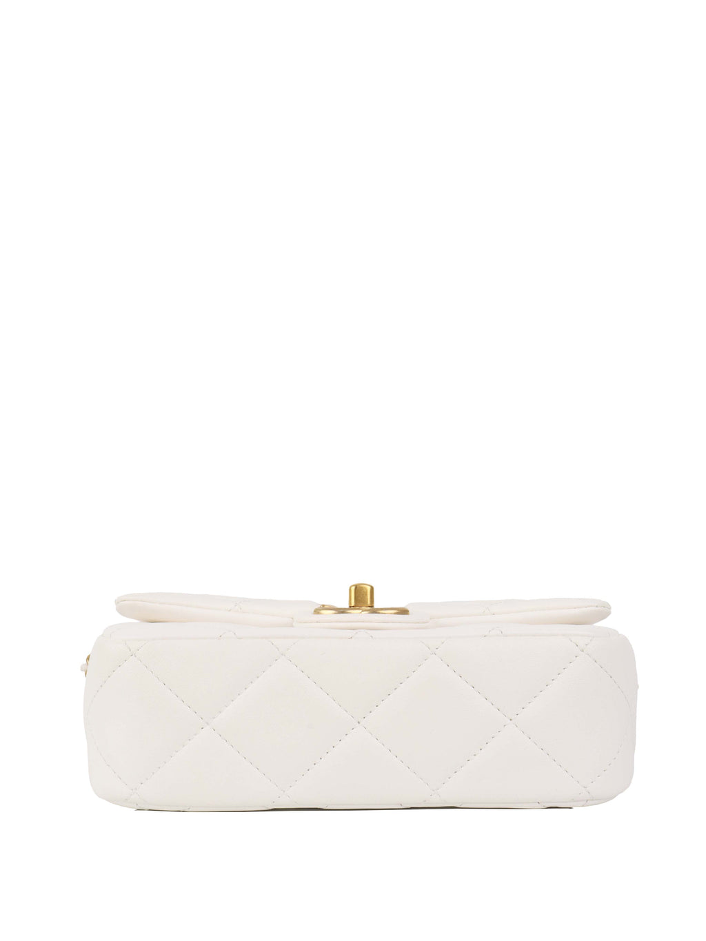 CHNL -  White and Pearl Chain Flap Bag.