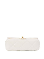 CHNL -  White and Pearl Chain Flap Bag.