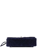 CHNL -   Navy Velvet Classic Flap Backpack.