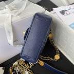 CHL - Mini Flap Bag With Top Handle Gold Hardware Navy Blue For Women Handbags, Shoulder Bags 7.9in/20LO AS2431 B08846 NJ532