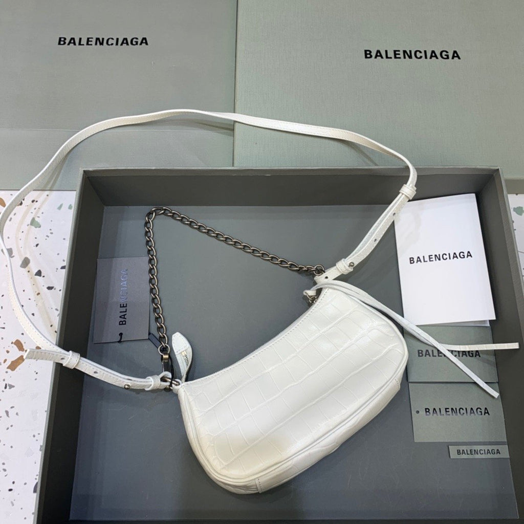 BLN-Ciaga Le Cagole Mini Bag With Chain In White, For Women,  Bags 8.2in/21LO
