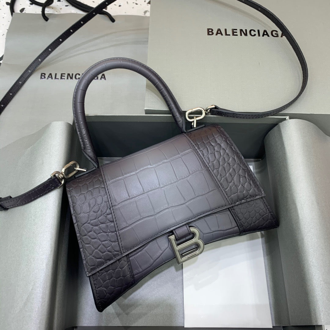 BLN-Ciaga Hourglass Small Handbag In Dark Grey, For Women,  Bags 9in/23LO 5935462107U1309