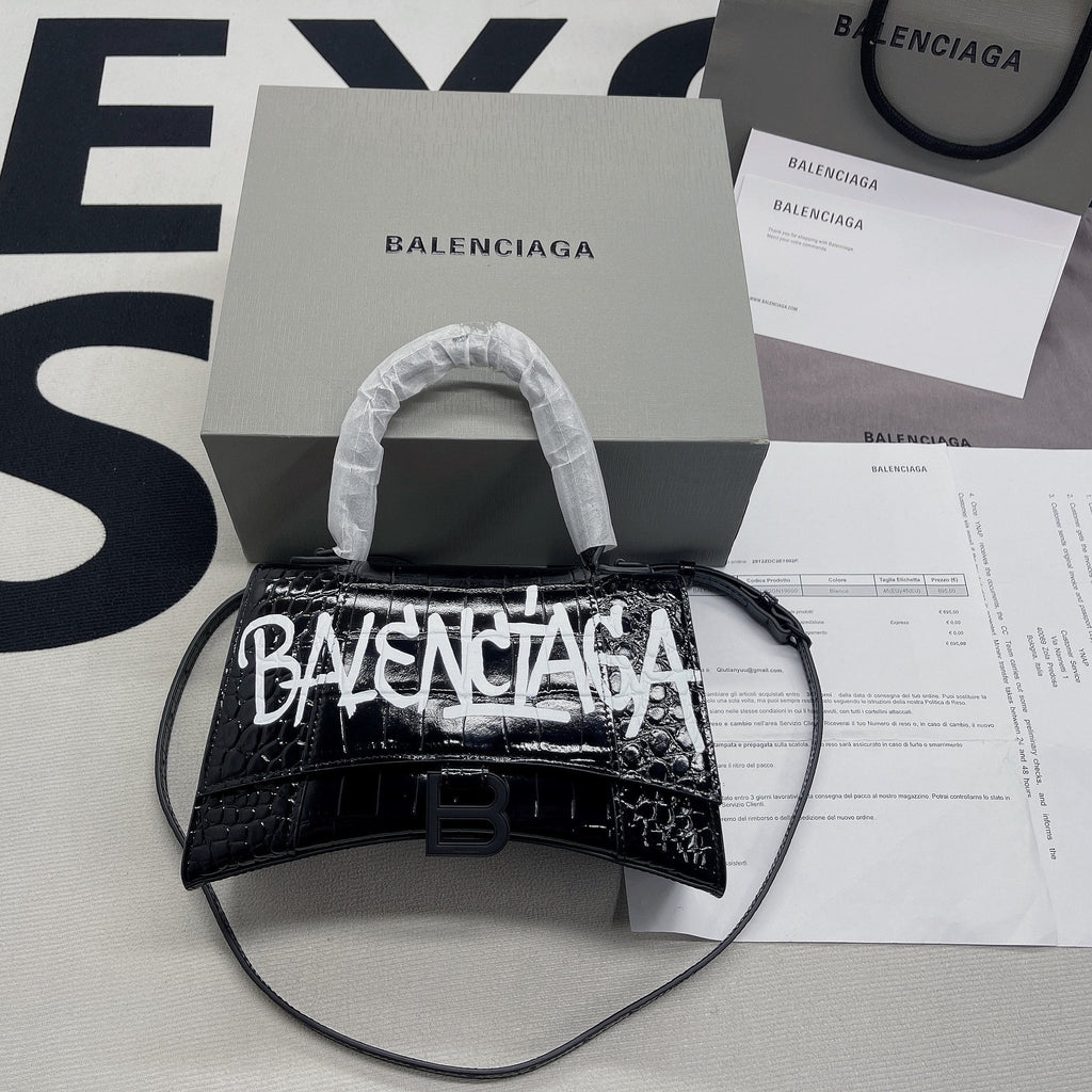 BLN-Ciaga Hourglass Small Handbag In Black, For Women,  Bags 9in/23LO