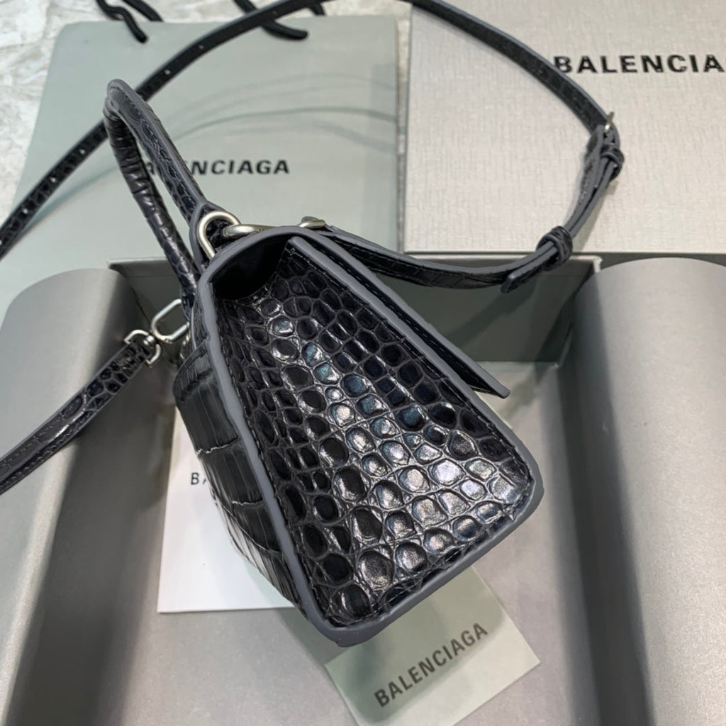 BLN-Ciaga Hourglass XS Handbag In Dark Grey, For Women,  Bags 7.4in/19LO 5935461LR6Y1309