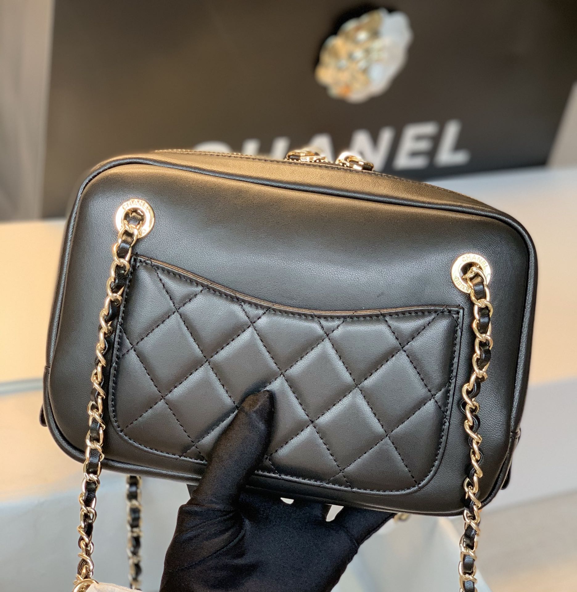 CHL -  Camera Cubic Diamonds Black Bag For Women 12.5LO/4.9in
