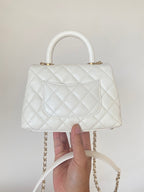 CHL - Mini Flap Bag Top Handle White For Women 7.5in/19LO
