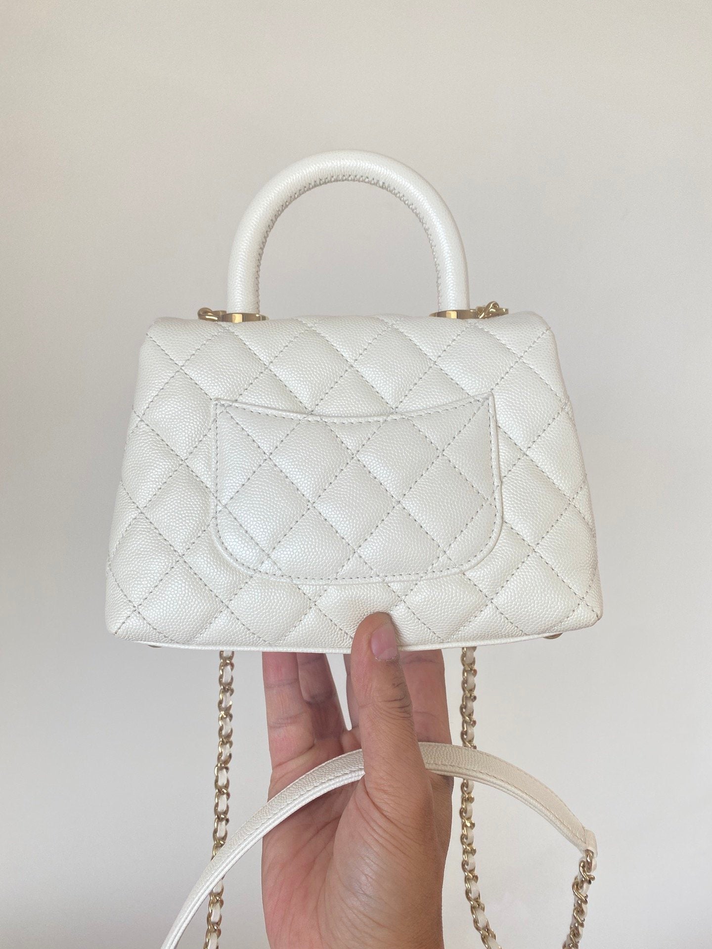 CHL - Mini Flap Bag Top Handle White For Women 7.5in/19LO