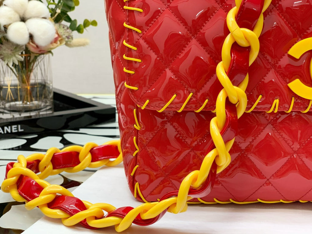 CHL - Vinyl Classic Red and Yellow Shoulder bag For Women 29LO/11.5in