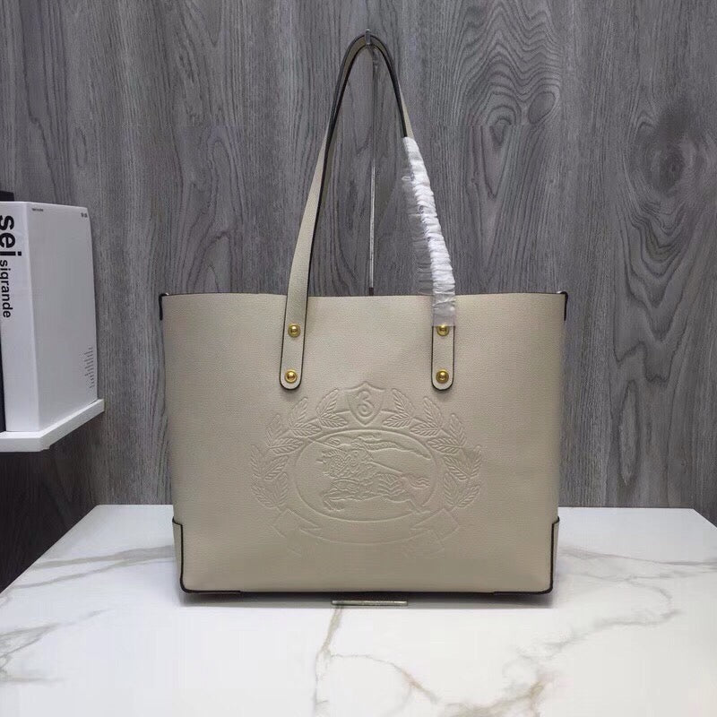 B-Berry - BB  Small Embossed Crest Tote White For Women, Bags 13.8in/35LO