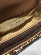 CHL - Front Logo Small Flap Bag Gold Hardware Apricot For Women Handbags, Shoulder Bags 8.2in/21LO AS1490