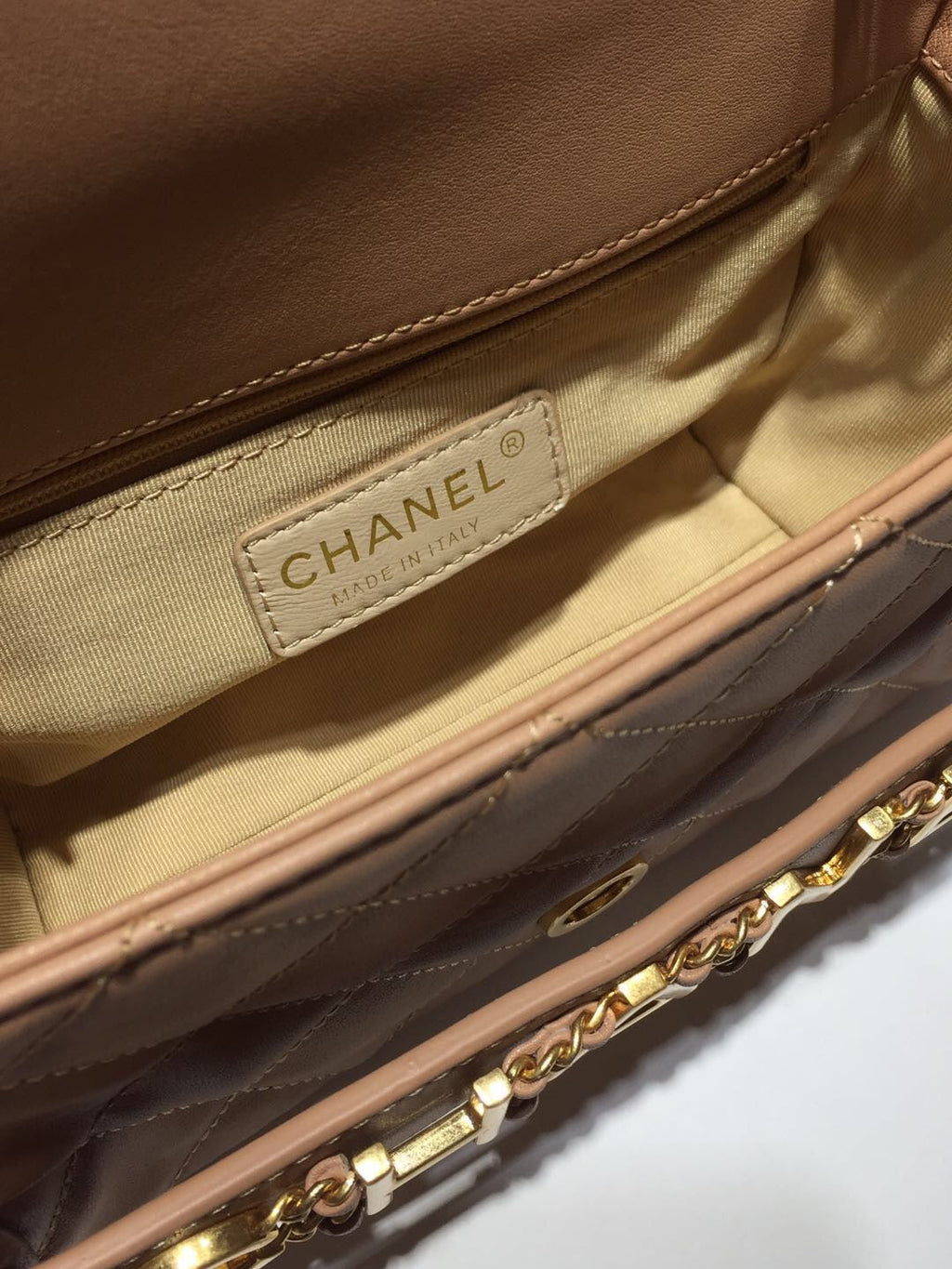CHL - Front Logo Small Flap Bag Gold Hardware Apricot For Women Handbags, Shoulder Bags 8.2in/21LO AS1490