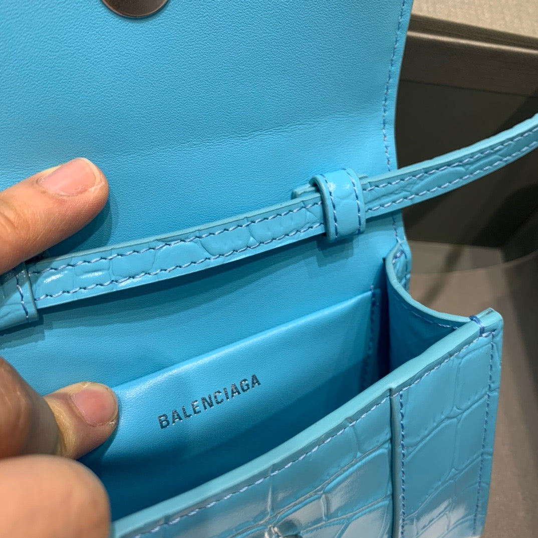 BLN-Ciaga Hourglass Mini Handbag In Blue, For Women,  Bags 4.7in/12LO