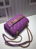 CHL - Front Logo Small Flap Bag Gold Hardware Purple For Women Handbags, Shoulder Bags 8.2in/21LO AS1490