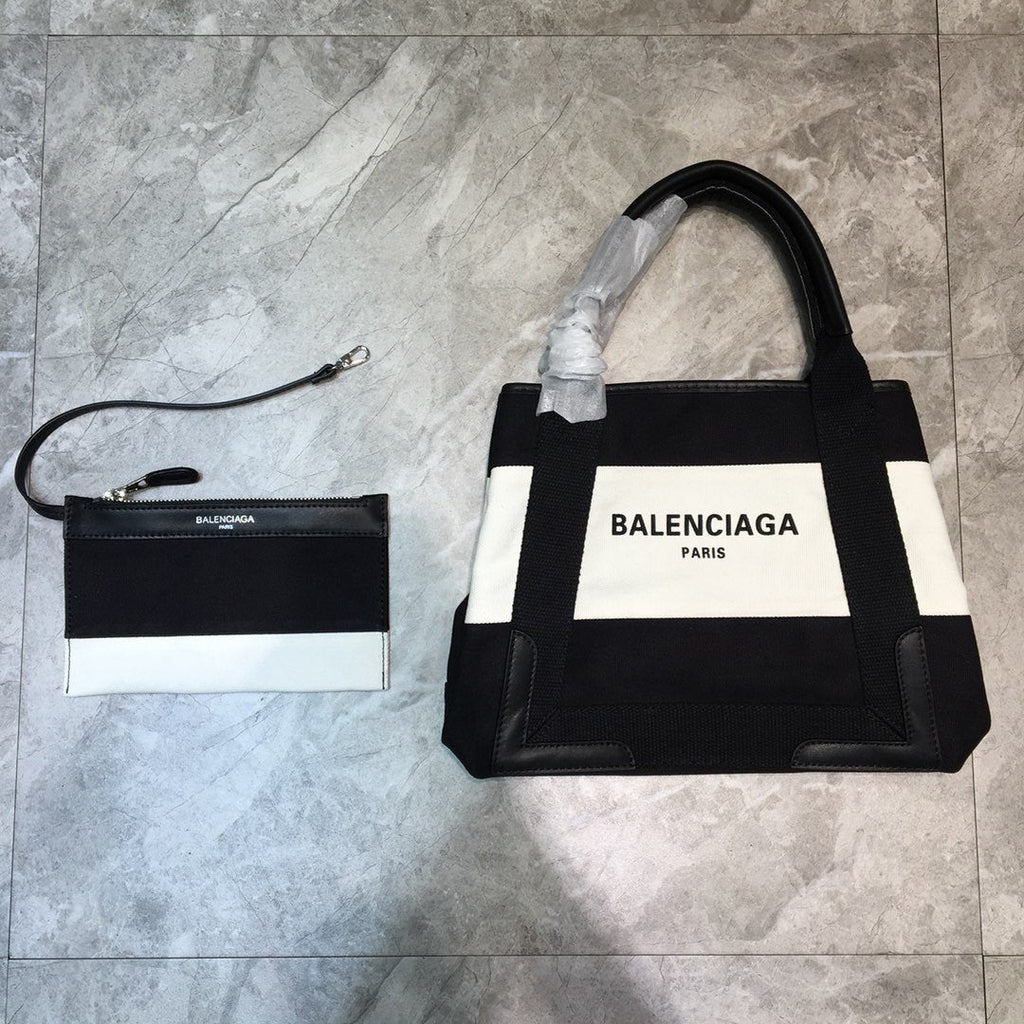 BLN-Ciaga Navy XS Tote Bag In Black And White, For Women,  Bags 12.6in/32LO