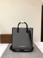 B-Berry - BB  Horseferry Print Cotton Canvas Tote Black/Grey For Women, Women’s Bags, Shoulder And Crossbody Bags 14in/ 35.5LO BUR 80508141