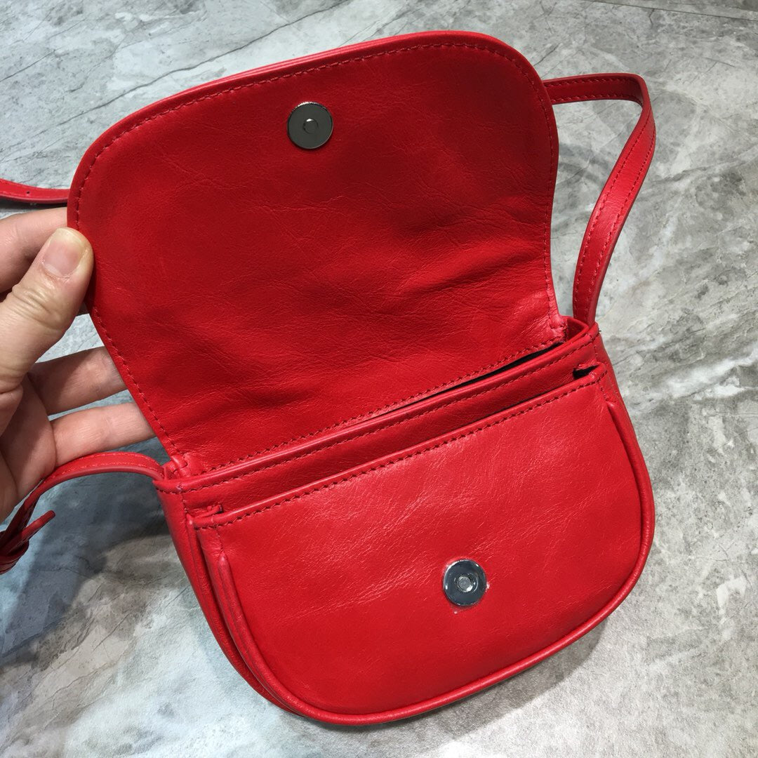 BLN-Ciaga Leader Soft Round Cross Bag In Red, For Women,  Bags 6.3in/16LO