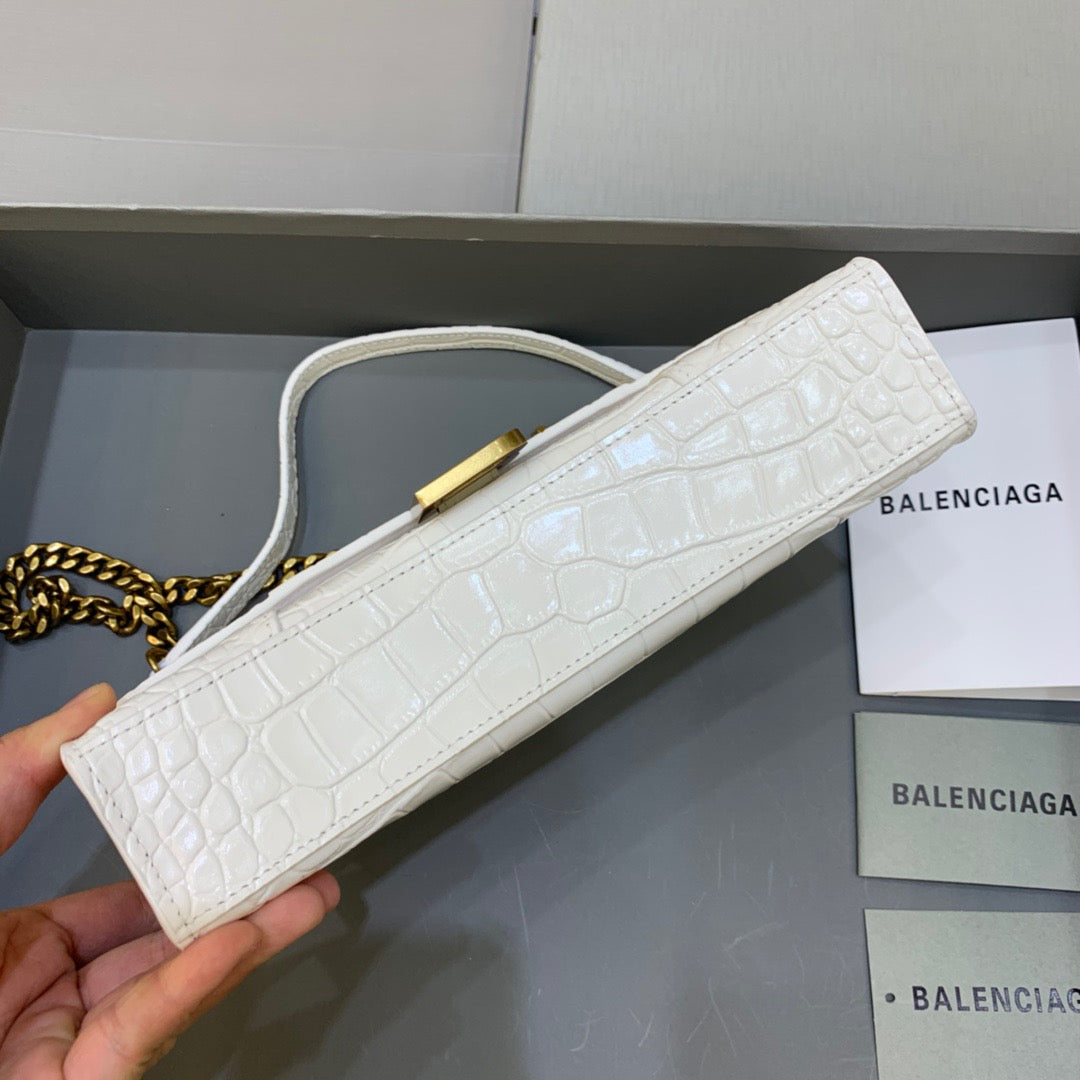 BLN-Ciaga Hourglass Wallet On Chain in White, For Women,  Bags 9in/23LO