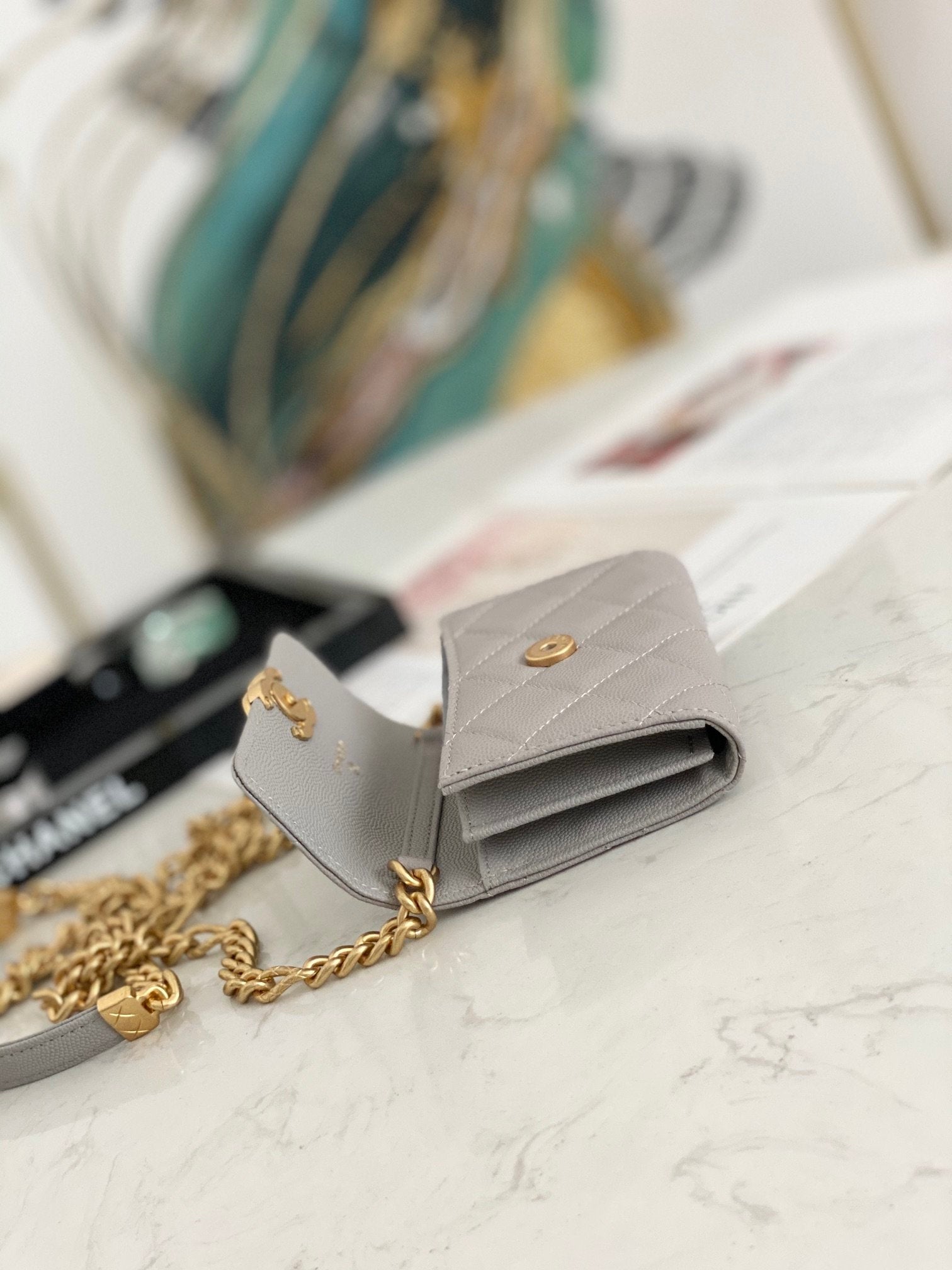 CHL - Mini Flap Bag Gold Toned Hardware Grey For Women 4.7in/12LO